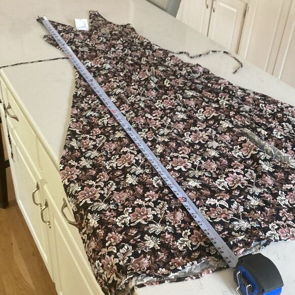 MNG Mango Black Floral Sleeveless Maxi Wrap Dress Dark Romantic European Size 4 - Picture 9 of 10